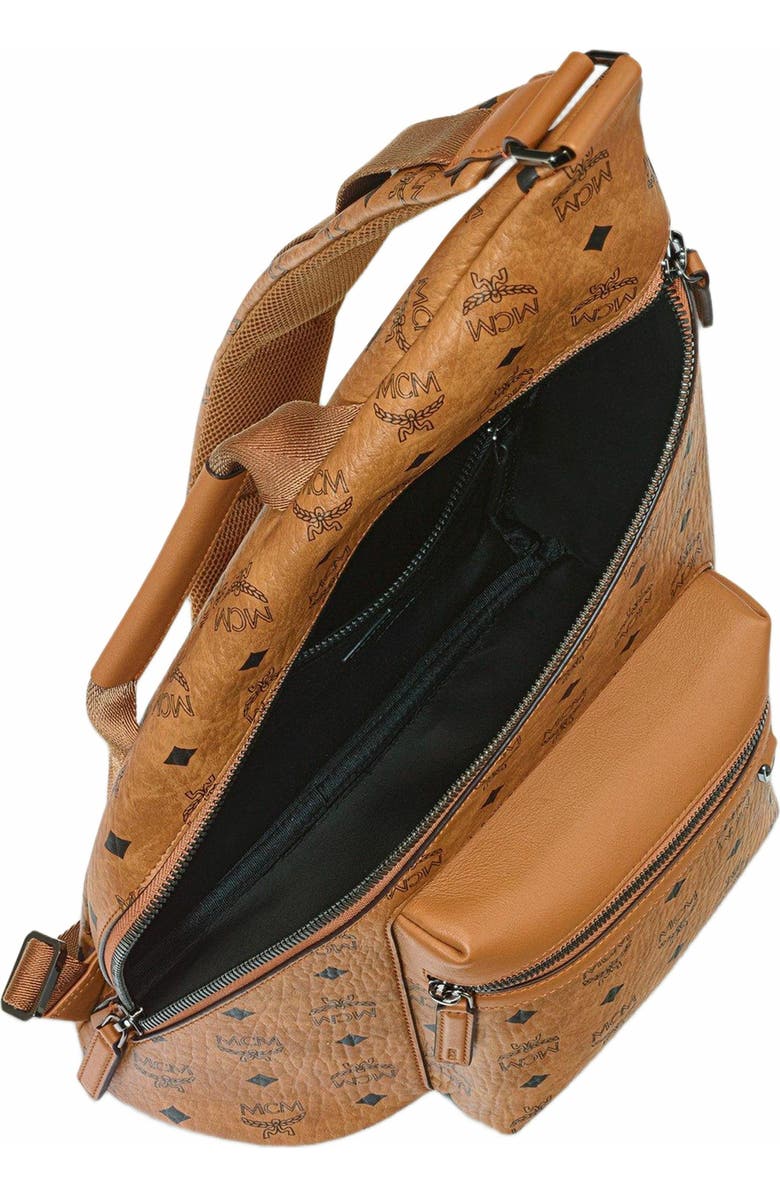 MCM Aren Sling in Visetos, Alternate, color, Cognac