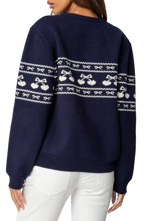 Edikted Holiday Cheer Sweater In Navy