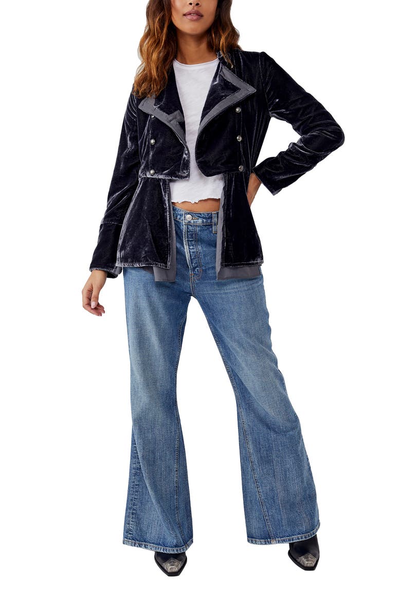Faye Velvet Jacket, Alternate, color, EBONY