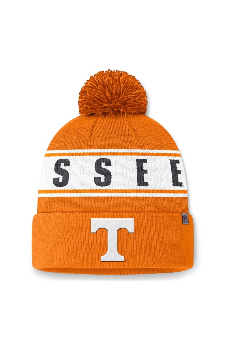 TOP OF THE WORLD Men's Top of the World Tennessee Orange Tennessee Volunteers Slash Cuffed Knit Hat with Pom, Alternate, color, 