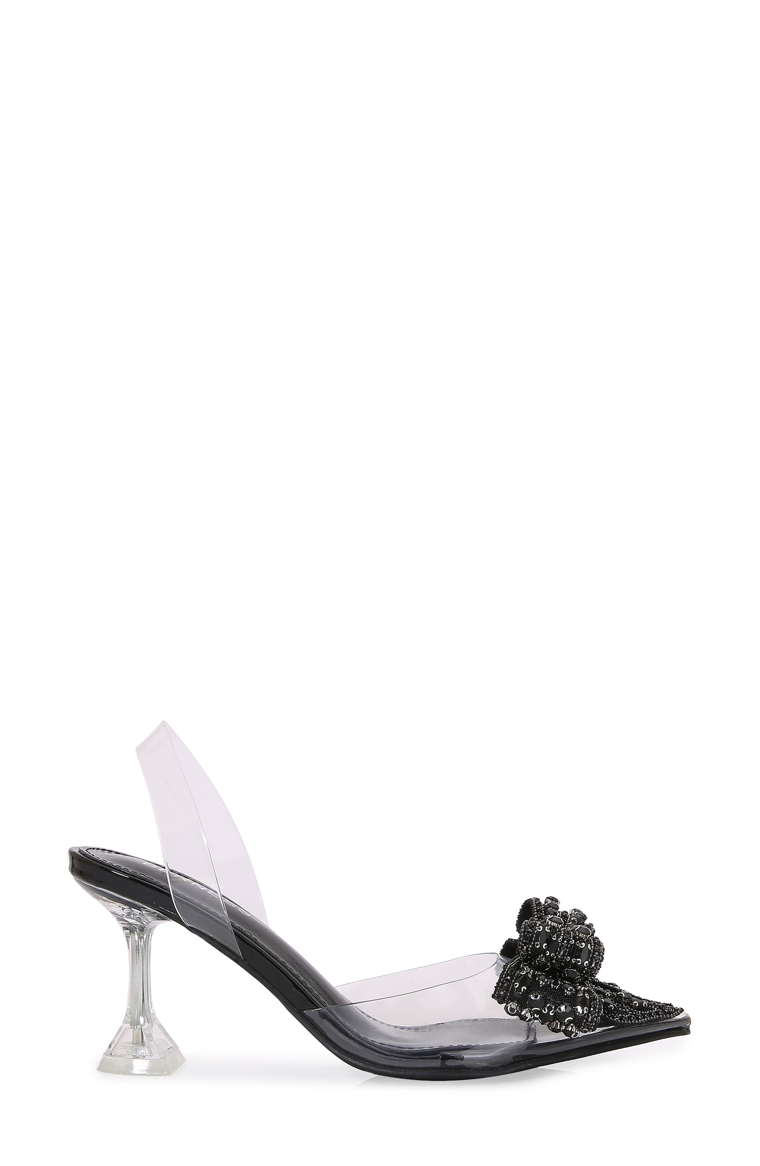 BERNESS Nina Rhinestone Bow Clear Kitten Heel Pump, Alternate, color, 
