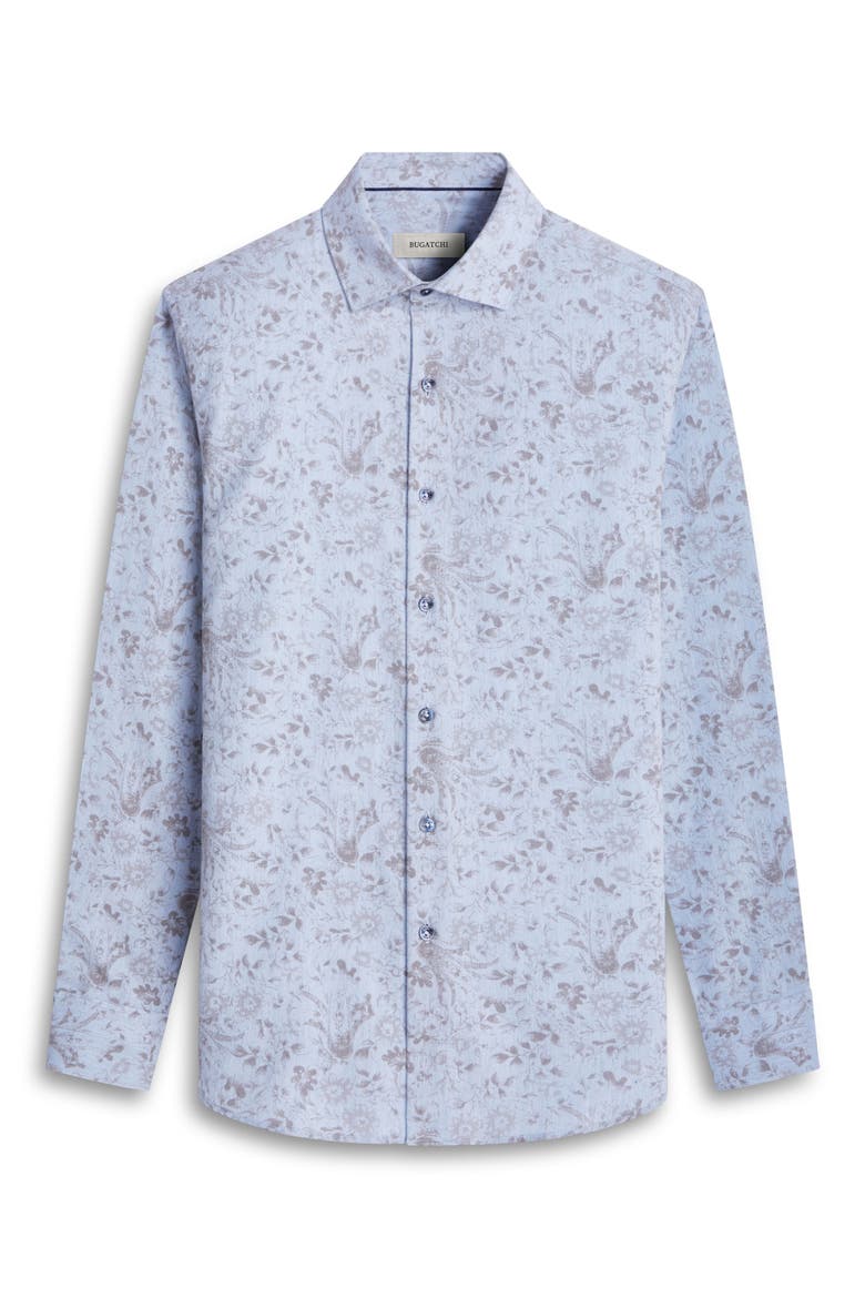 Axel Shaped Fit Abstract Floral Print Button-Up Shirt, Alternate, color, DUSTY BLUE