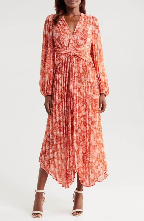 Pleated Floral Dresses for Women