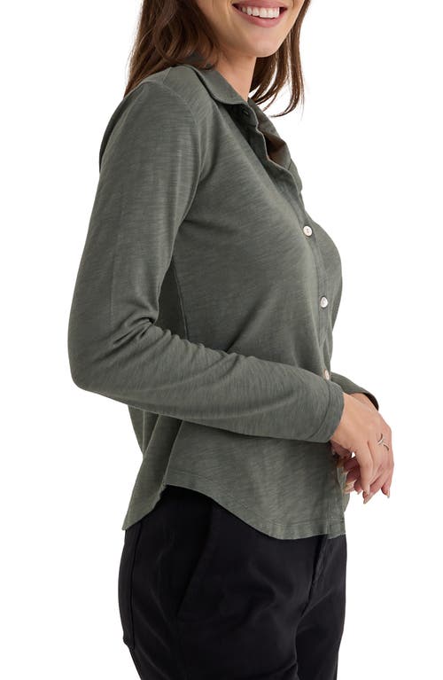 Bella Dahl Cotton Knit Button-up Shirt In Green