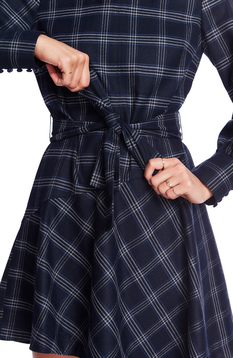 Court & Rowe Soft Plaid Asymmetrical Hem Long Sleeve Dress, Alternate, color, 