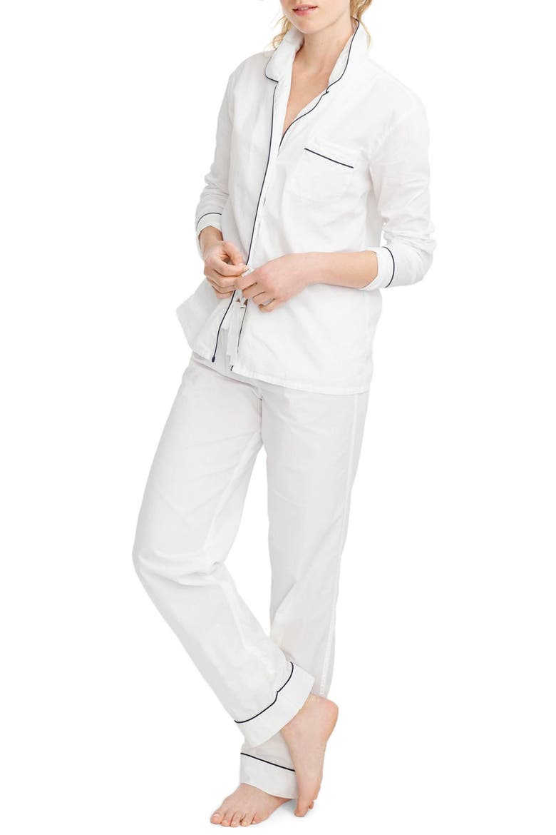 Vintage Cotton Pajamas, Main, color, WHITE