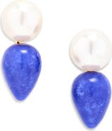 Lele Sadoughi Lapis Stone & Faux Freshwater Pearl Double Drop Earrings