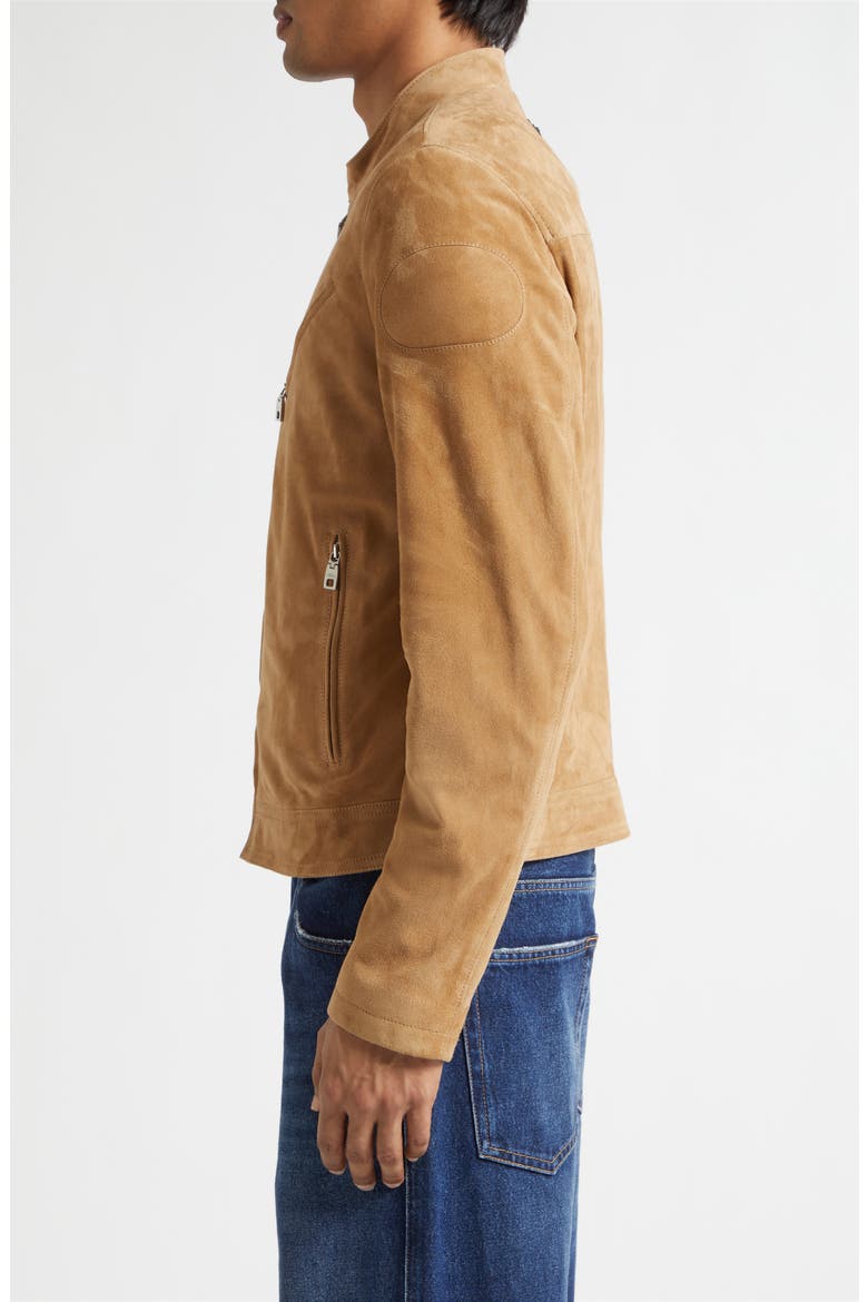 Suede Zip Jacket, Alternate, color, CAMMELLO SCURO