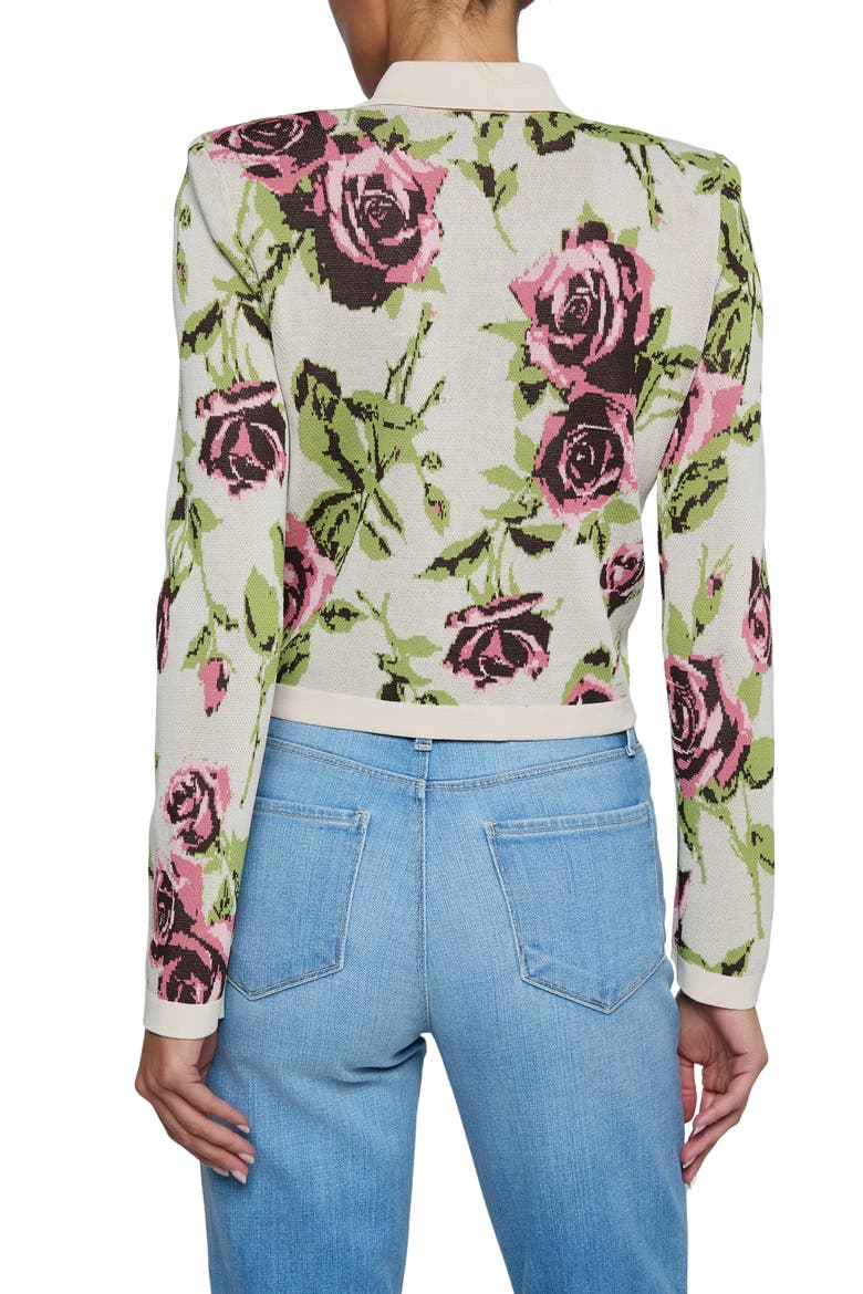 Osiris Jacquard Knit Jacket, Alternate, color, ECRU/ ROMANTIC ROSE