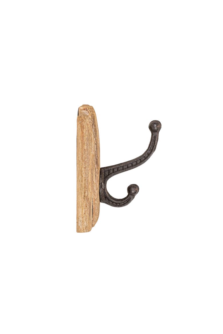 Rustic Wooden & Metal Wall Hook, Alternate, color, Brown