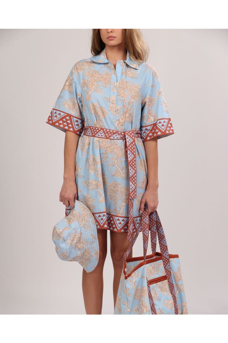 Poplin Short Dress Africa, Alternate, color, Light Blue
