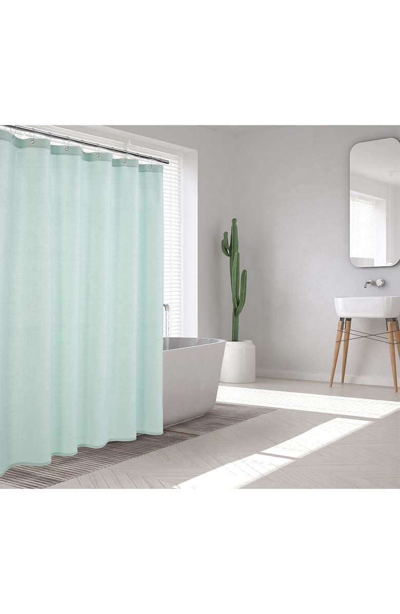 ENCHANTE HOME Ria Turkish Cotton Shower Curtain - Aqua, Alternate, color, 