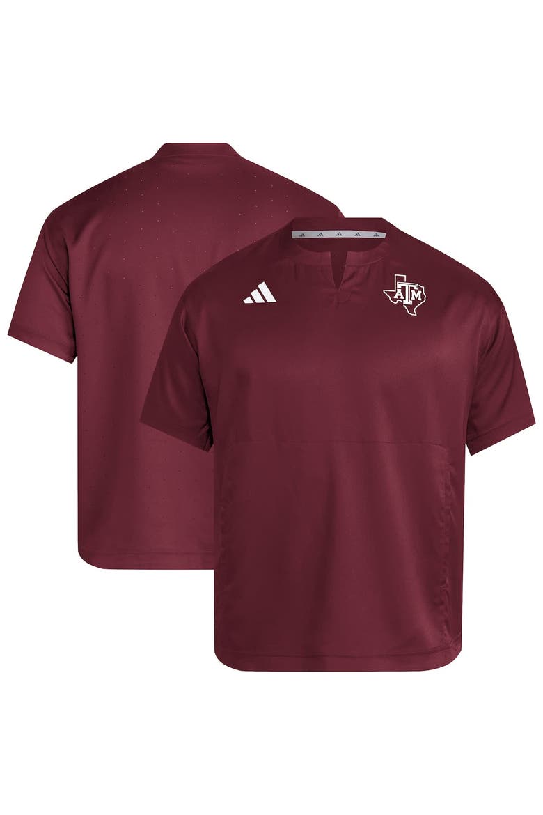 Men's adidas  Maroon Texas A&M Aggies Dugout Coaches Adizero Notch Neck Pullover Top, Alternate, color, Maroon