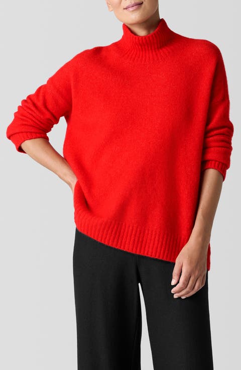 Cashmere Blend Bouclé Turtleneck Sweater