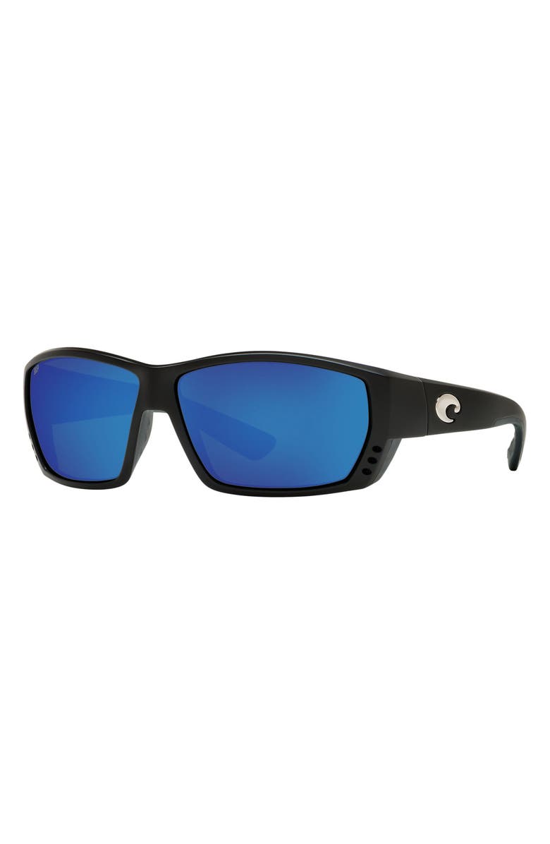 Costa Del Mar 62mm Polarized Oversize Rectangular Sunglasses, Alternate, color, Solid Black