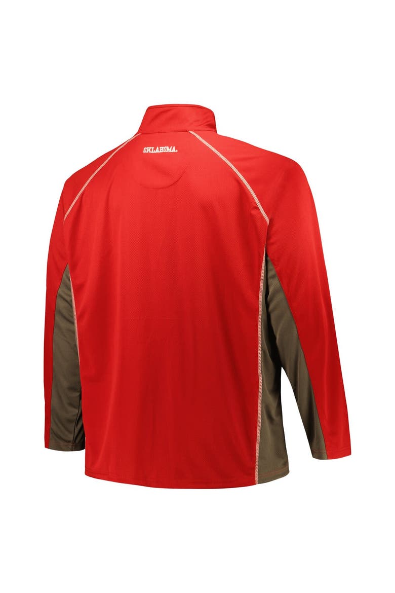 Men's Profile Crimson Oklahoma Sooners Big & Tall Quarter-Zip Raglan Jacket, Alternate, color, Crimson
