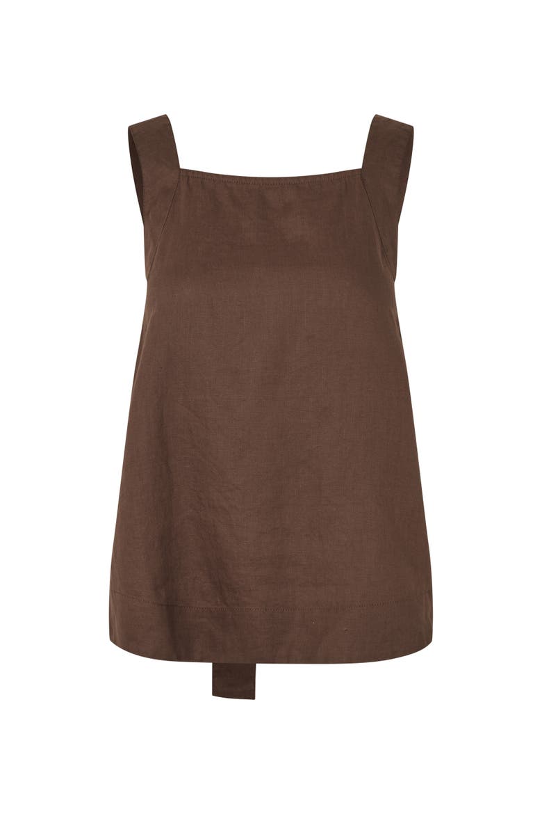 Madisa Linen Square Neck Top, Alternate, color, Sh. Chocolate