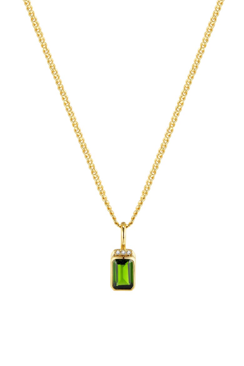 Noelle Diamond Necklace |  3 natural diamonds - 1 diopside gemstone | 925 Sterling Silver | Necklace | 16 - 17.5 in | Yellow 18k-Gold Plated, Main, color, Yellow 18k Gold Plated