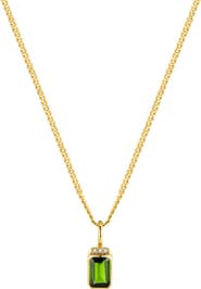 DPT Antwerp Noelle Diamond Necklace | 3 natural diamonds - 1 diopside gemstone | 925 Sterling Silver | Necklace | 16 - 17.5 in | Yellow 18k-Gold Plated