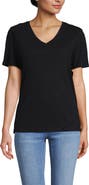 Lands' End Short Sleeve Linen Blend V-Neck Tee