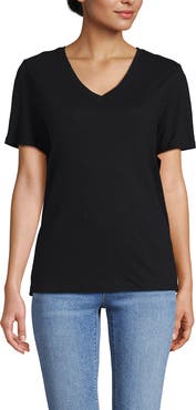 Lands' End Short Sleeve Linen Blend V-Neck Tee