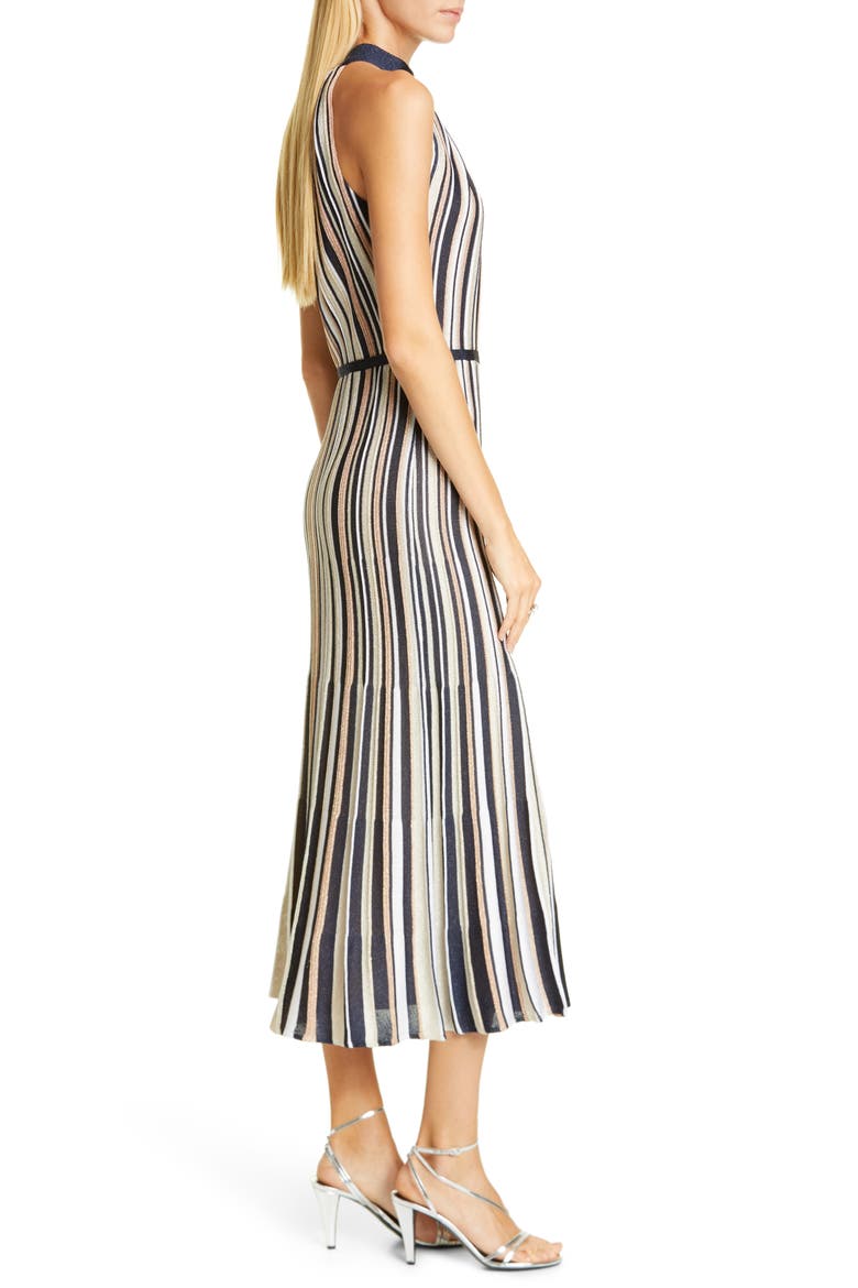Metallic Stripe Knit Halter Sweater Dress, Alternate, color, NAVY/ ABALONE MULTI