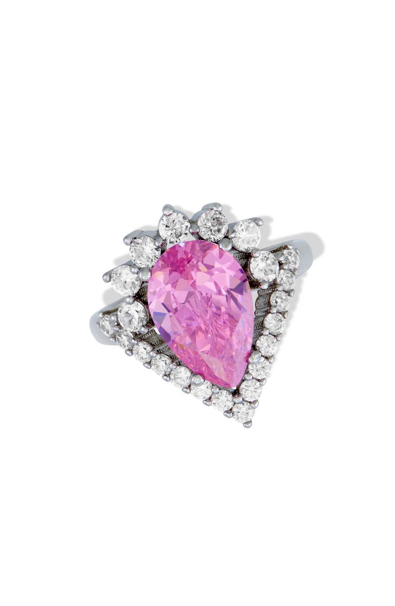 SAVVY CIE JEWELS Pink Cubic Zirconia Crown Halo Ring, Main, color, White