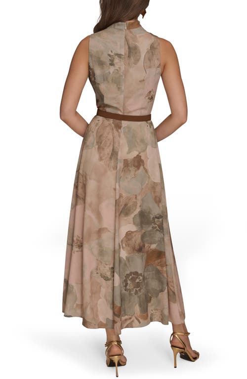Donna Karan Floral Georgette Maxi Dress In Brown