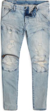 G-STAR 5620 3D Zip Knee Ripped Skinny Jeans