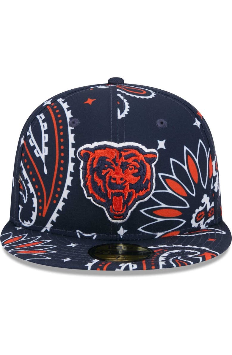 New Era Men's New Era Navy Chicago Bears Paisley 59FIFTY Fitted Hat, Alternate, color, 