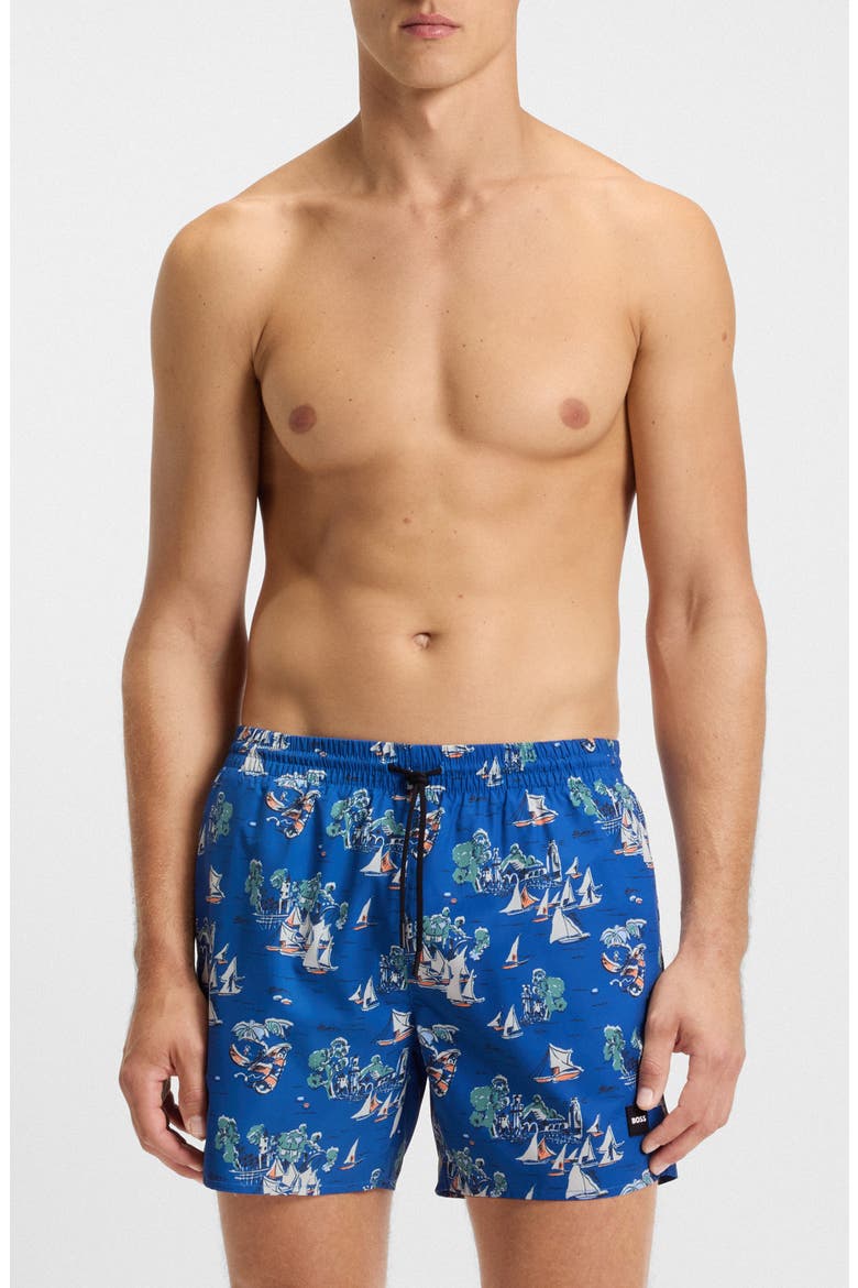 Pirhana Swim Trunks, Main, color, BLUE