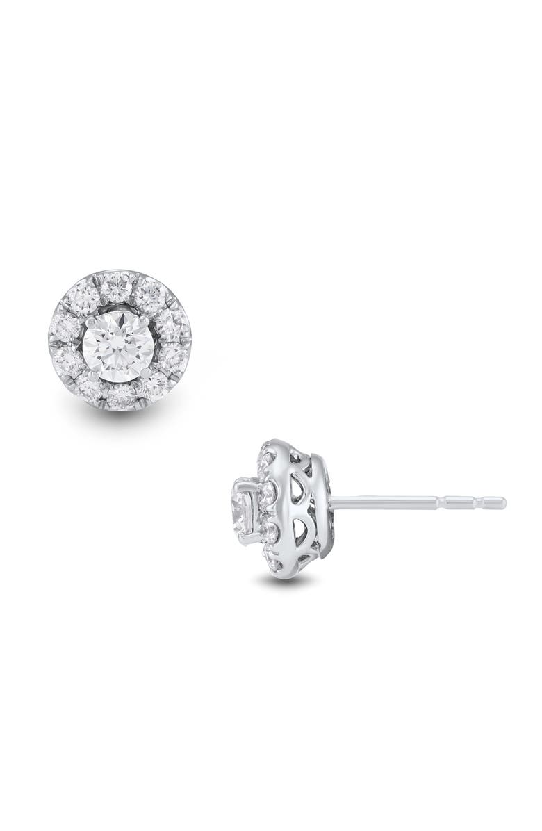 Frankie & Zoe Lab-Grown Diamond Halo Stud Earrings, Alternate, color, White Gold