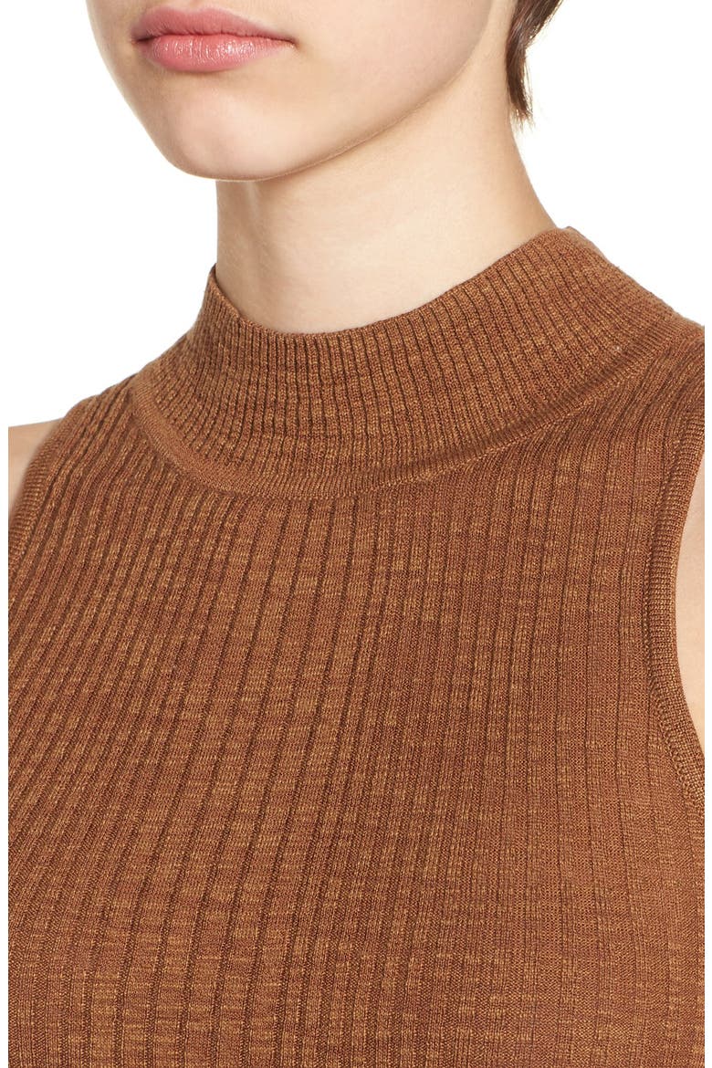 Mock Neck Knit Tank, Alternate, color, BROWN CHINO