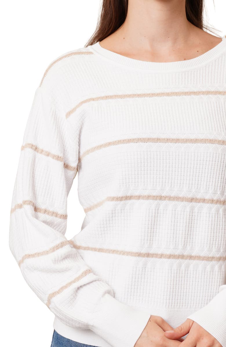 CYRUS Stripe Pullover Sweater, Alternate, color, Coconut Milk/ Warm Taupe