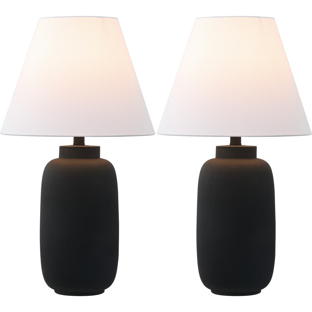 Jonathan Y Elinore 24.5" Minimalist Scandinavian Resin/iron Ginger Jar Led Table Lamp In Matte Black