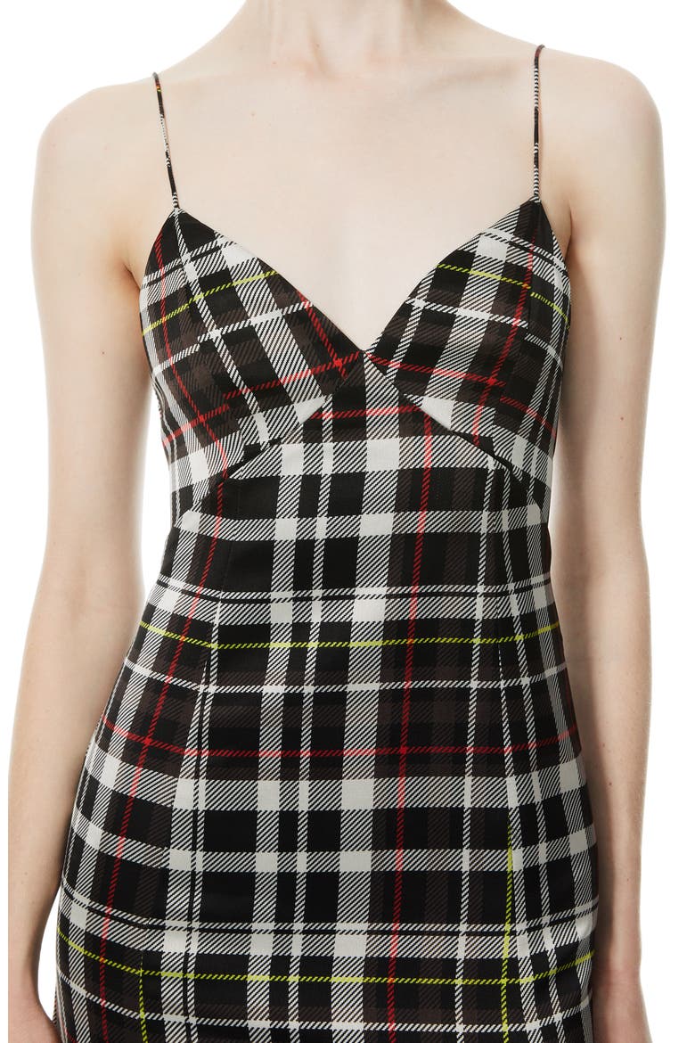 Julietta Plaid Side Slit Slipdress, Alternate, color, FREEDOM PLAID BLACK/CHARCOAL