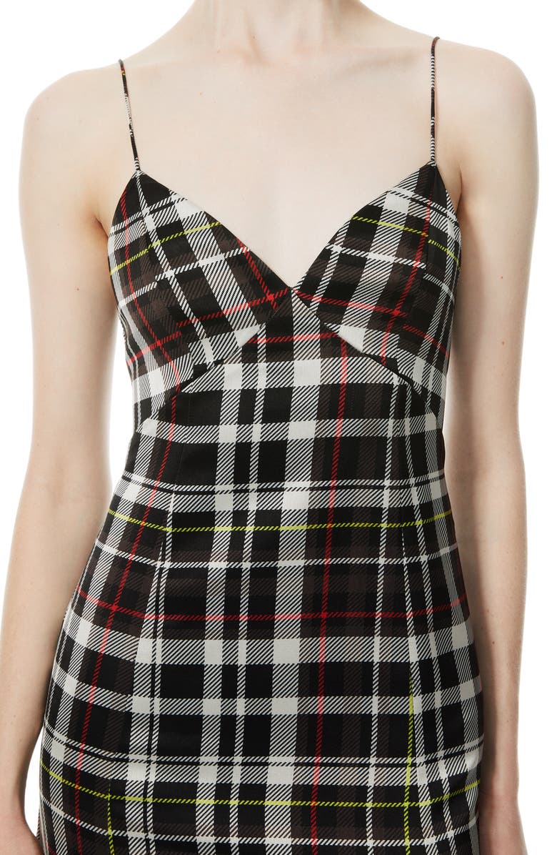 Alice + Olivia Julietta Plaid Side Slit Slipdress, Alternate, color,