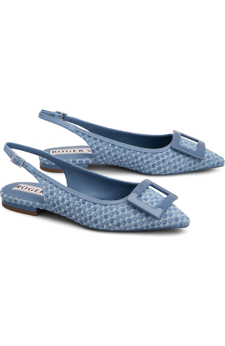 Roger Vivier Gommettine Bordo Jacquard Slingback Flat, Alternate, color, Cielo Scuro