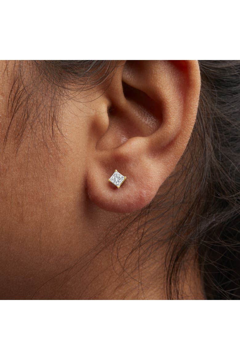 14K Yellow Gold 1/2 Ct Princess Diamond Solitaire Stud Earrings with Screwbacks, Alternate, color, Yellow