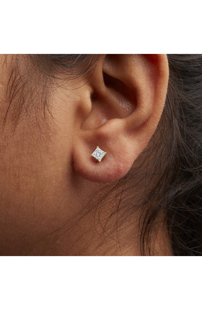 Haus of Brilliance 14K Yellow Gold 1/2 Ct Princess Diamond Solitaire Stud Earrings with Screwbacks, Alternate, color, Yellow