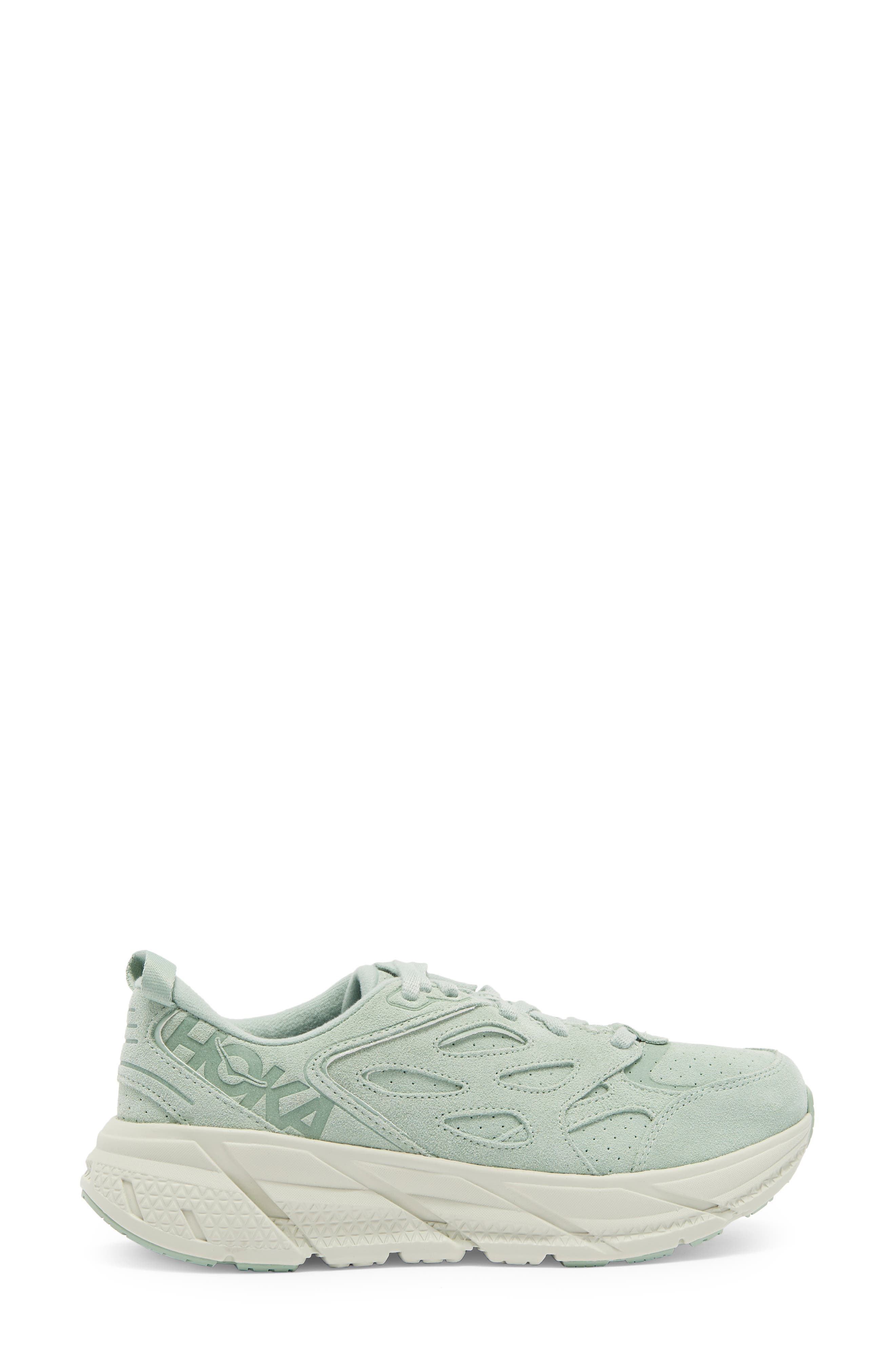 HOKA Clifton L Suede Sneaker, Alternate, color, Smoke Green / Celadon Tint