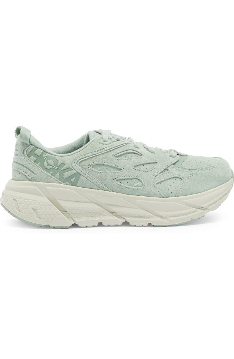 HOKA Clifton L Suede Sneaker, Alternate, color, Smoke Green / Celadon Tint