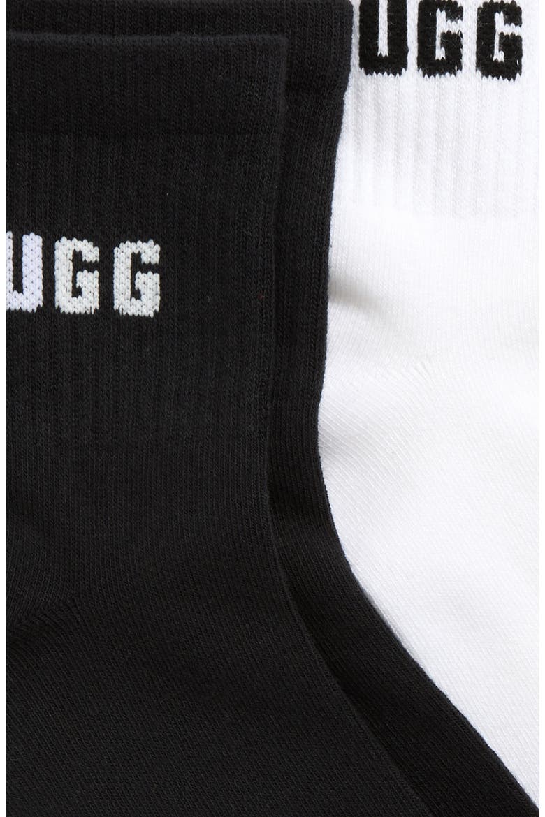 Quinlin Assorted 2-Pack Logo Quarter Socks, Alternate, color, WHITE / BLACK