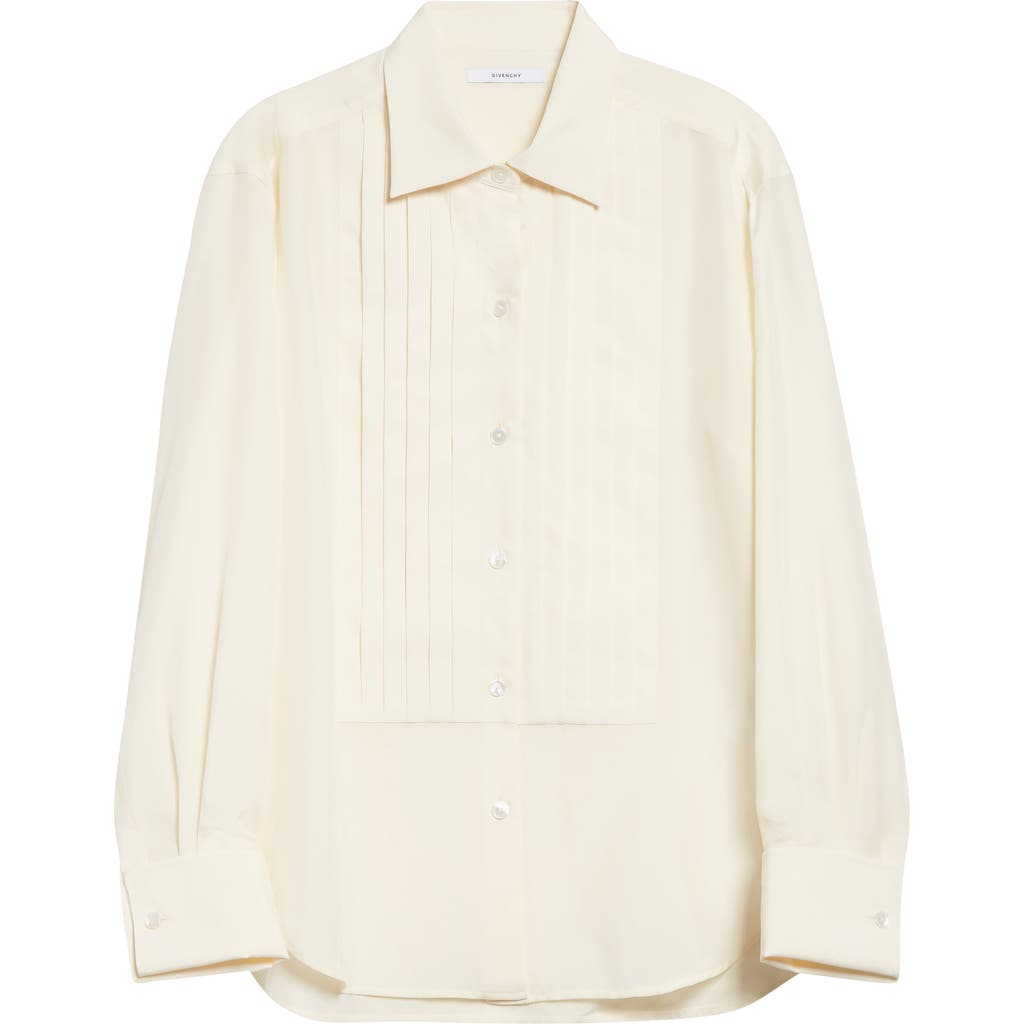 Givenchy Silk Tuxedo Shirt In Neutral