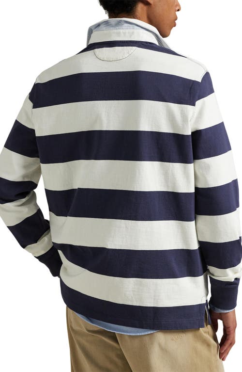 Polo Ralph Lauren Rugby Fit Blue And White Polo Shirt With Logo Embroidery On The Front And All-over Striped Motif In In Multi