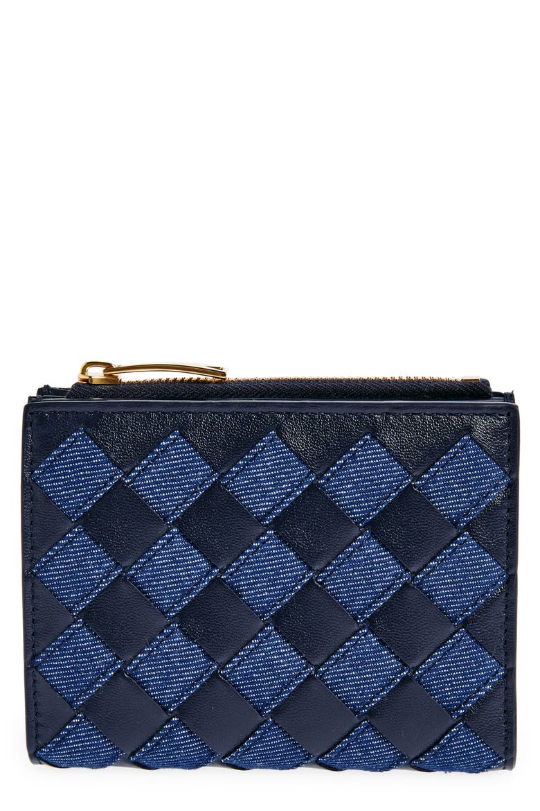 Small Intrecciato Bifold Zip Wallet, Main, color, INDIGO