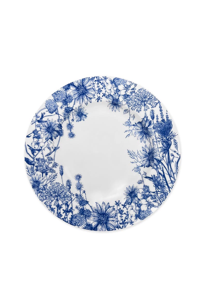 Summer Blues Rimmed Dinner Plate - Porcelain - Set 4, Main, color, BLUE