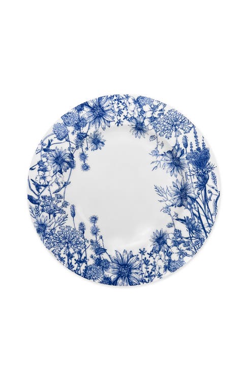 Summer Blues Rimmed Dinner Plate - Porcelain - Set 4