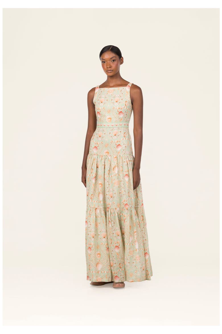 Abeja Playa Maxi Linen Dress, Alternate, color, Green
