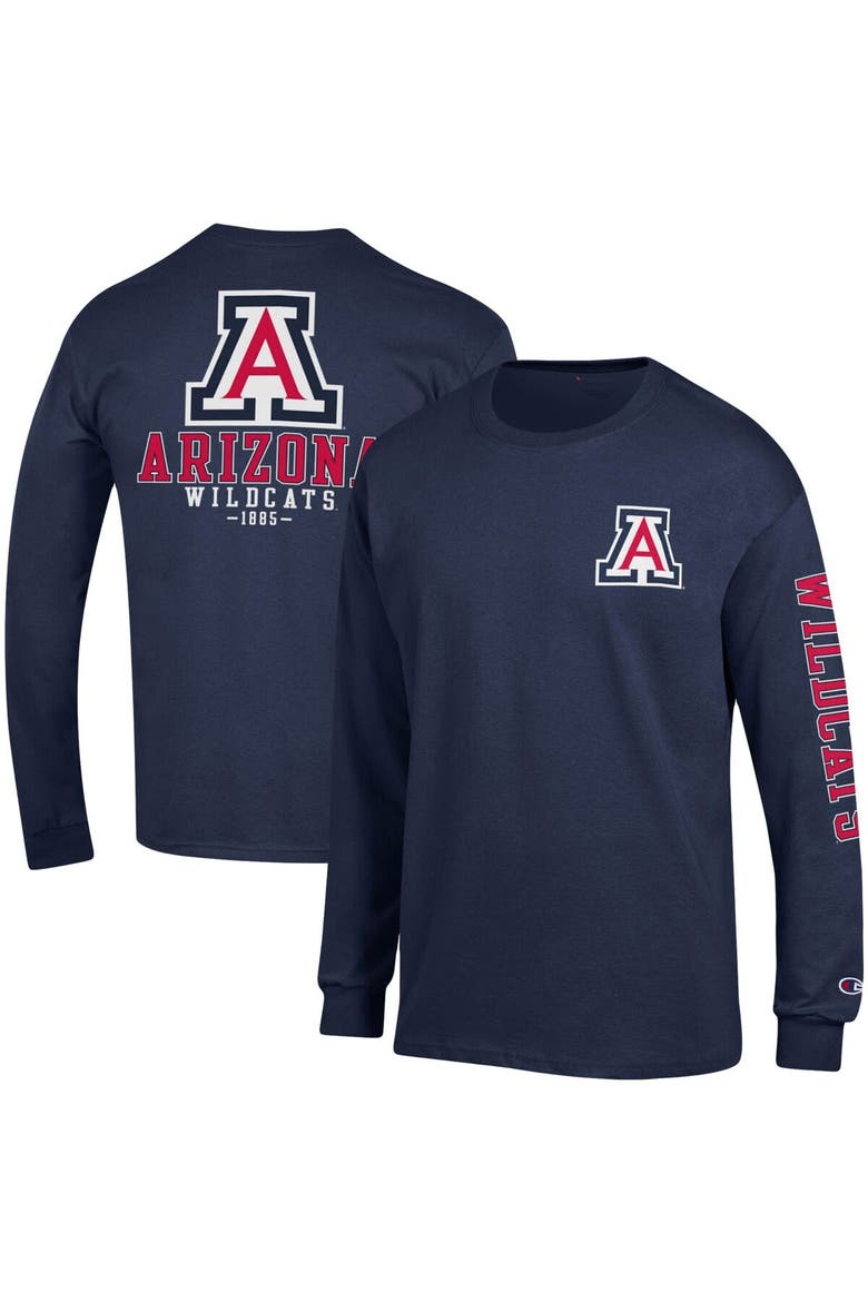 Men's Champion Navy Arizona Wildcats Team Stack Long Sleeve T-Shirt, Main, color, Navy